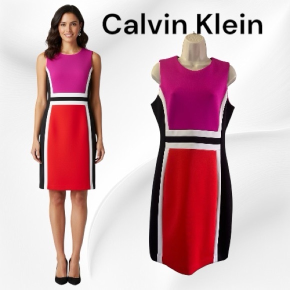 Calvin Klein Dresses & Skirts - Calvin Klein Color Block Sheath Dress Size 10